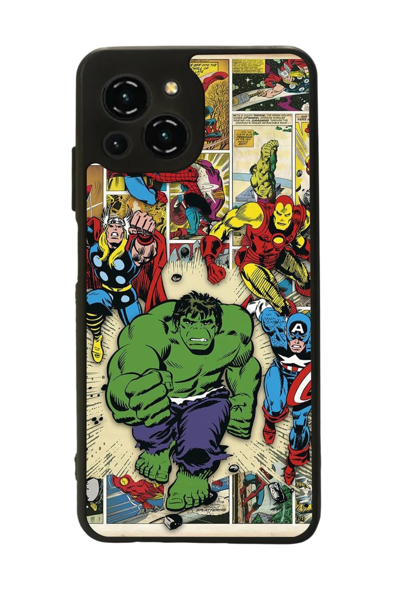 BG AKSESUAR Reeder S23 Pro Max ile Uyumlu Kılıf, Avengers Baskılı, Mat Siyah, Yumuşak Silikon, Şok Emici