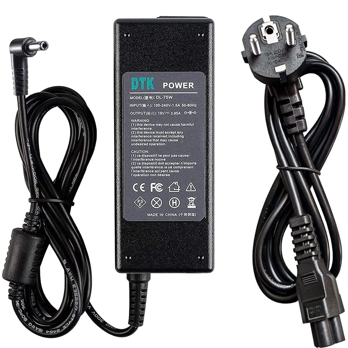 DTK 19V 3,95A 75W Laptop Şarj Cihazı AC Adaptör Toshiba Şarj Kablosu Notebook için Taşınabilir Bilgisayar AC Şarj Cihazı Güç Kaynağı Güç Kaynağı Fişi: 5,5 x 2,5 mm
