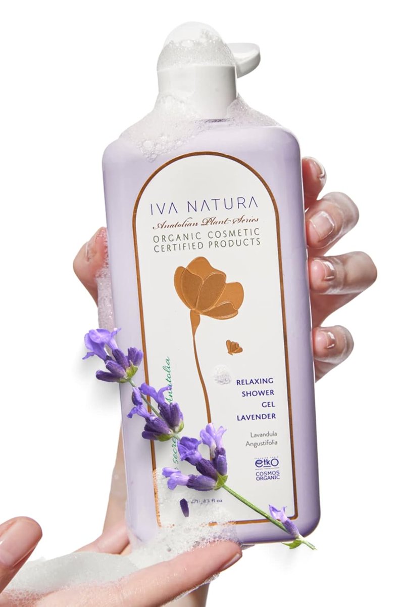 IVA NATURA Organik Dinlendirici Duş Jeli Lavanta Özlü, Rahatlatıcı ve Arındırıcı, Parabensiz ve Glutensiz, 350 ML