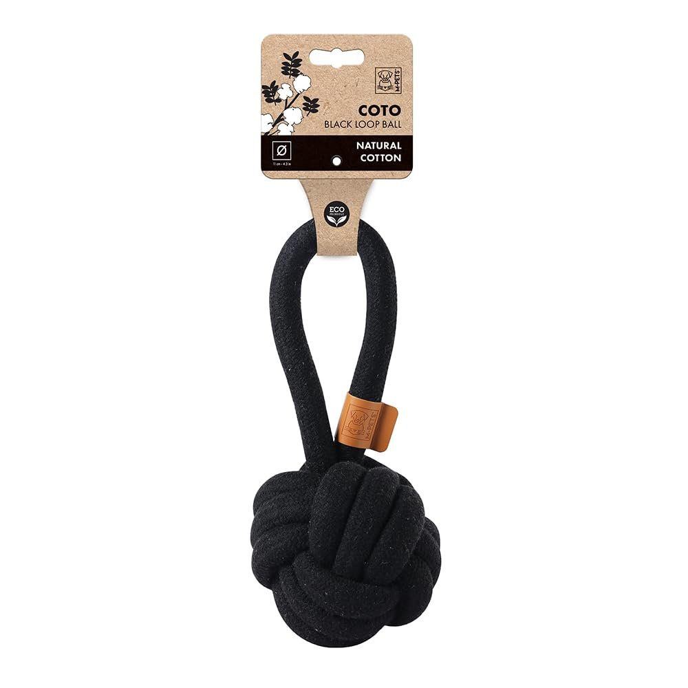 M-PETS COTO BLACK LOOP BALL 11CM ÇEKMELİ ÖRGÜ TOP OYUNCAK