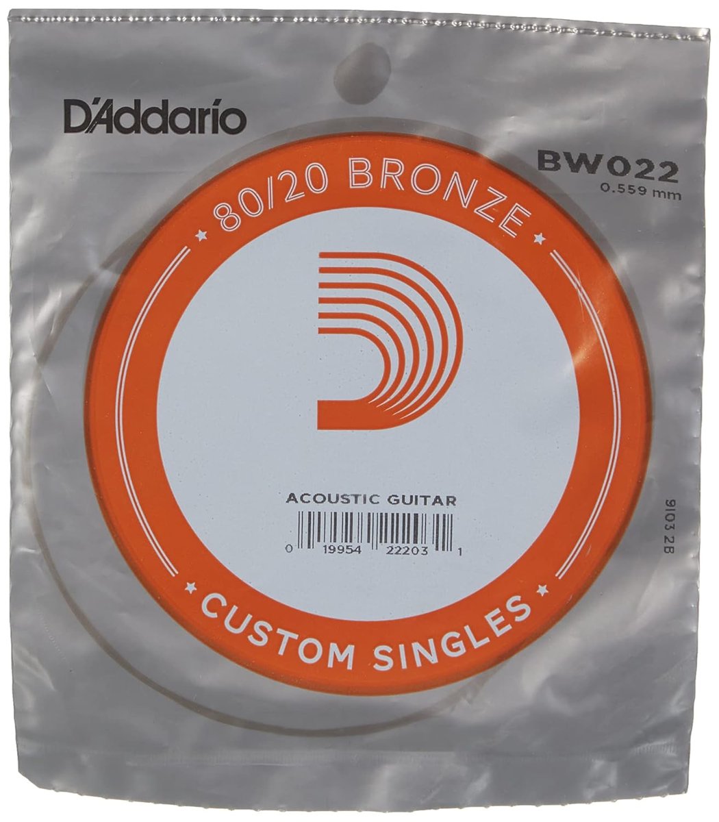 Daddario Bw022 Akustik Tek Tel, 80/20 Bronze Wound, 022, Paket=5X