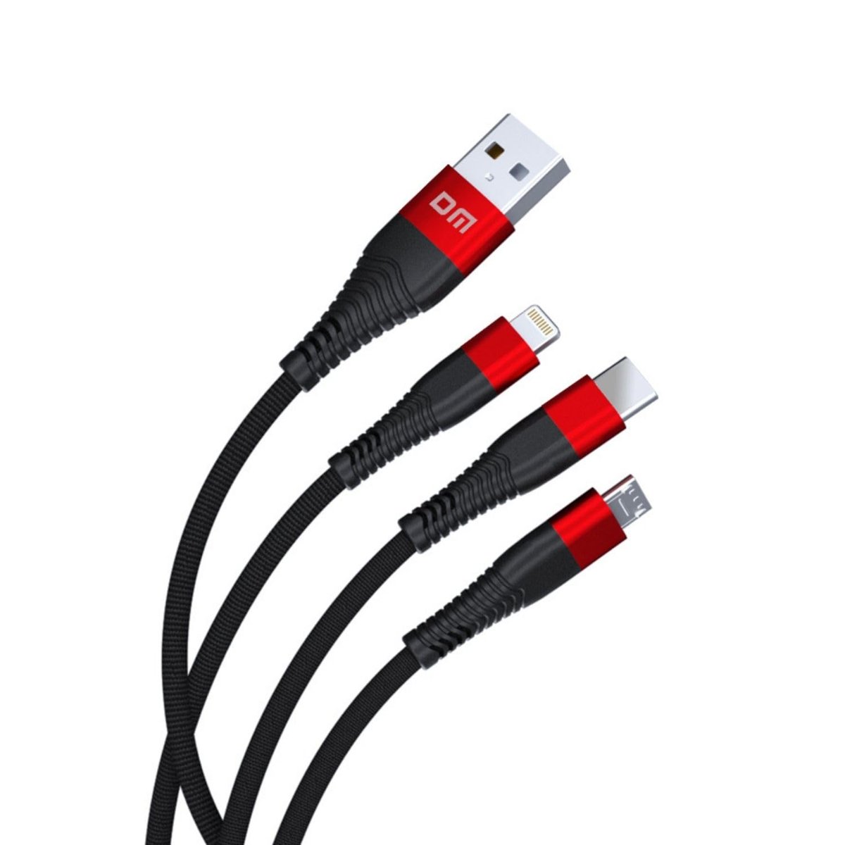 DM SL004 iPhone Lightning Type-C Micro USB 2.4A Şarj ve Data Kablosu 120CM
