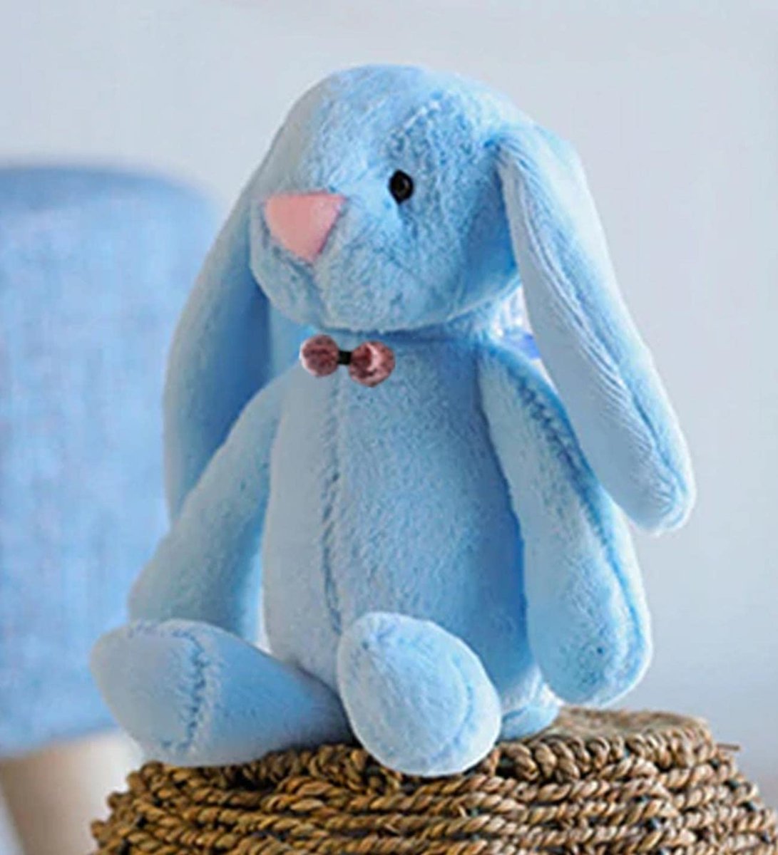 Uyku Arkadaşım PAPYONLU Uzun Kulak Bunny Peluş Tavşan 65 cm Mavi
