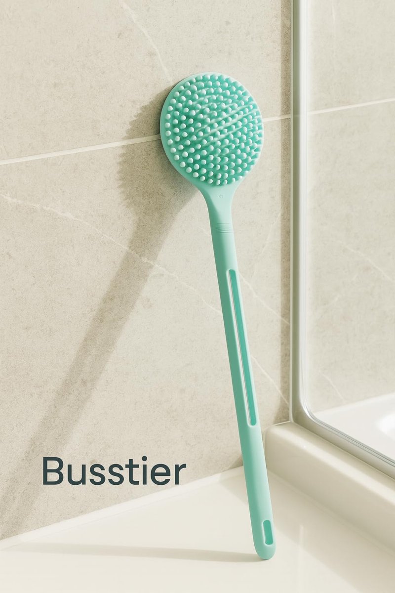 Busstier Çift Taraflı Silikon Duş Vücut Fırçası Uzun Saplı Banyo Yıkama Fırçası Sırt Masaj Peeling Fırçası Derin Temizlik ve Rahatlatıcı Masaj İçin Esnek Yumuşak Vücut Temizleme Aparatı