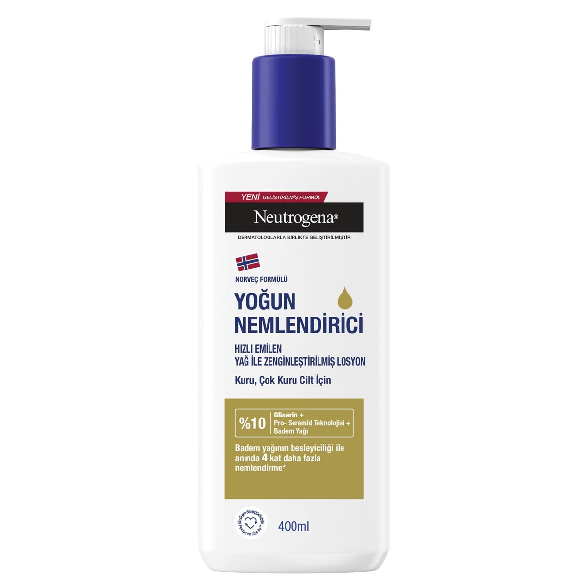 Neutrogena Yağ İle Zenginleştirilmiş Vücut Losyonu 400 ml — Badem yağı ile zenginleştirilmiş — Pro-Seramid teknolojili nemlendirici losyon