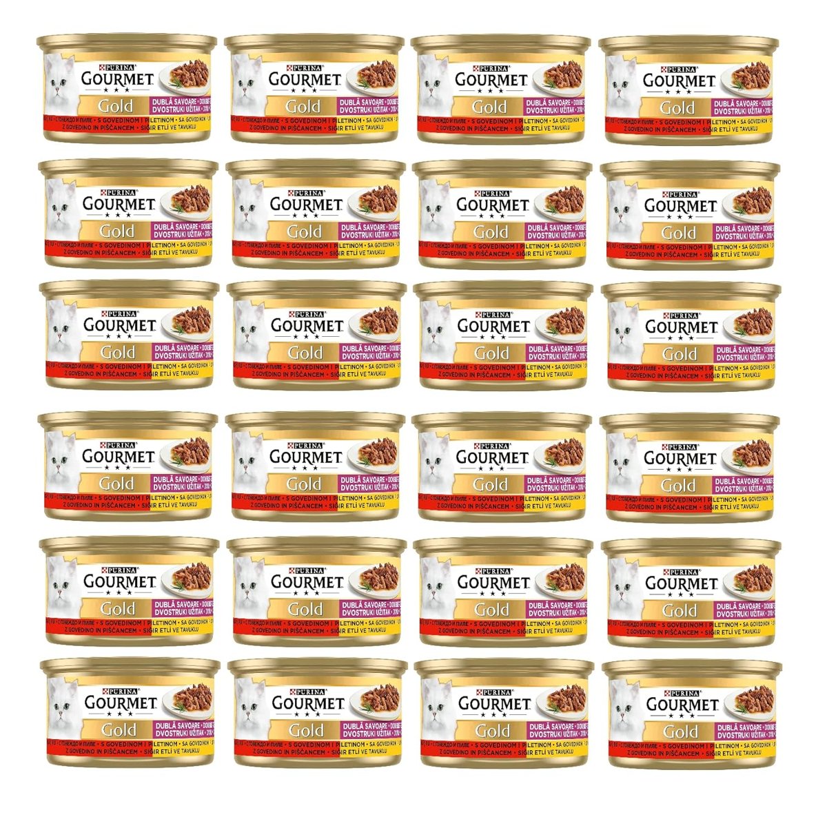 Gourmet Gold Çifte Lezzet Sığır Etli  Tavuklu Yaş Kedi Maması (24 x 85 gr)