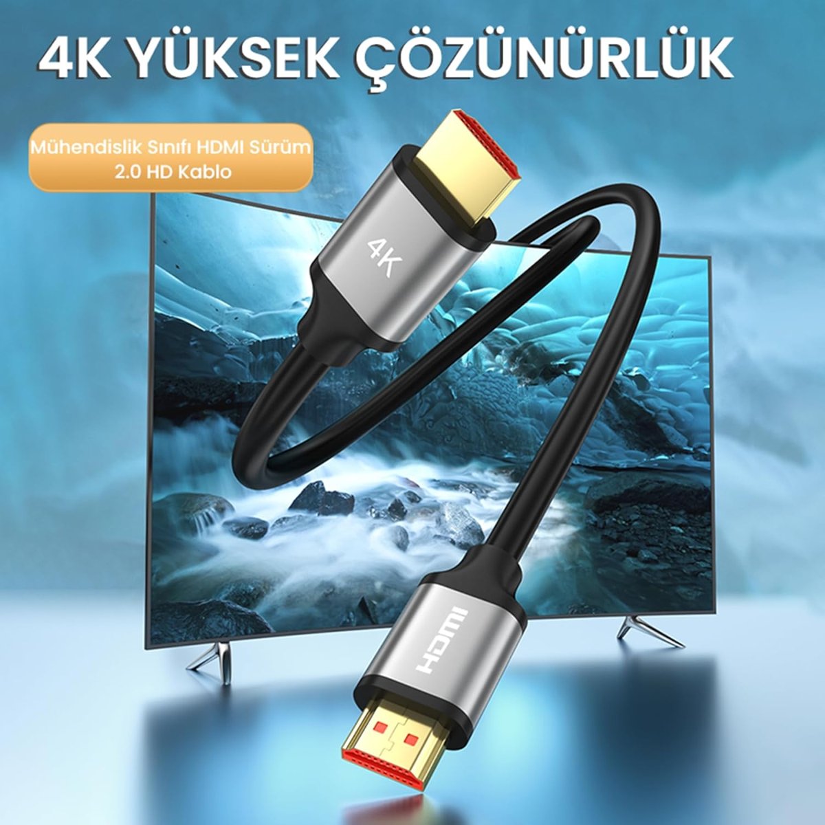 VegGieg 4K 60Hz 18Gbps HDR ARC HDCP HDMI 2.0 Kablo 2 Metre