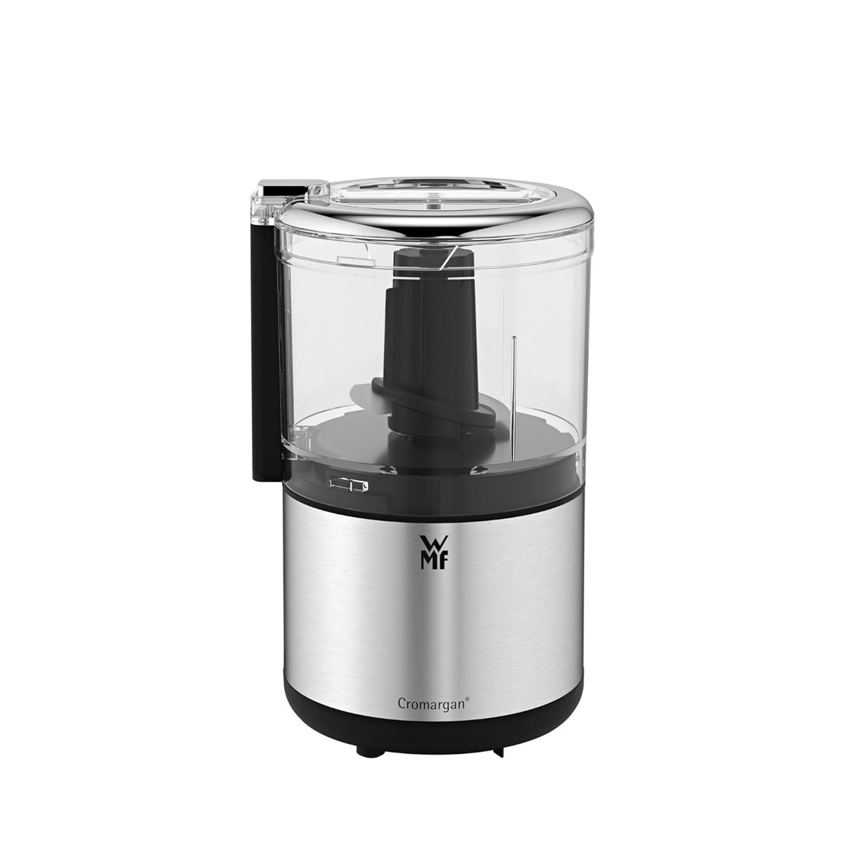 WMF Kitchenminis Doğrayıcı, Mat Cromargan® Yüksek Kaliteli Paslanmaz Çelik, Yer Tasarrufu Sağlayan Mini Doğrayıcı, Tek Elle Kullanım, Çıkarılabilir 300 ml Hazne, 65 W