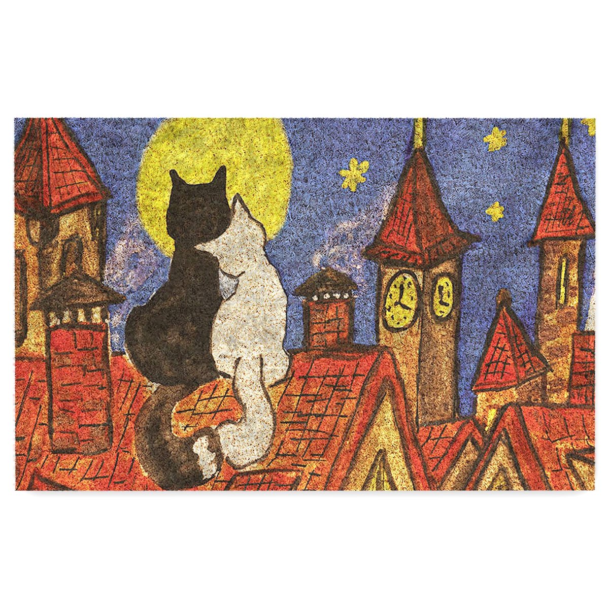 Monnhein Kedi Köpek Komik Tasarımlı Dekoratif Kapı önü Paspas, Dış Mekan/Ev İçi/Banyo/Mutfak/Yatak Odası/Giriş Paspasları (Kedi Tablo, 45x70)