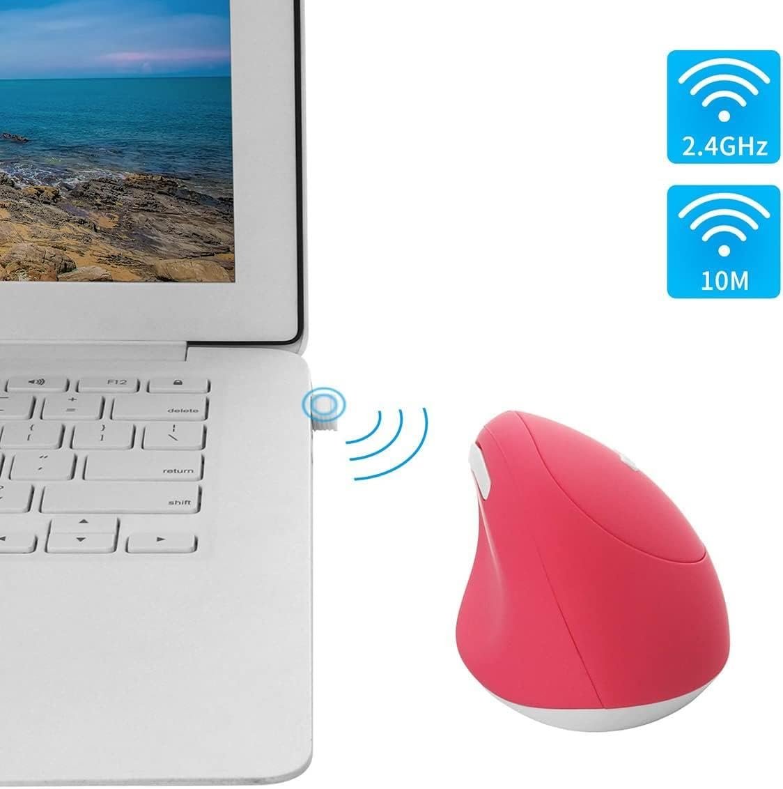 Valkyrie Y08 Dikey Kablosuz 2.4G Sessiz Şarjlı 6 Tuşlu Vertical Mouse 1600DPI 400mAh Pembe