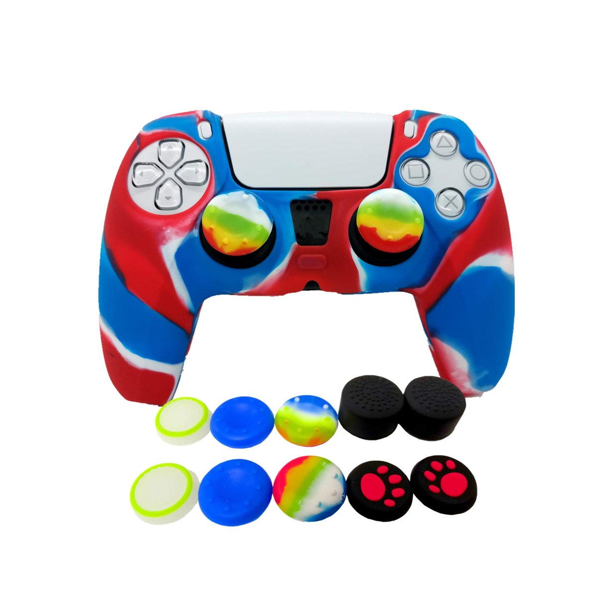 Skin for PS5 Controller Grips, Silicone Case Cover for PlayStation 5 Anti-Slip Protector with 10pcs