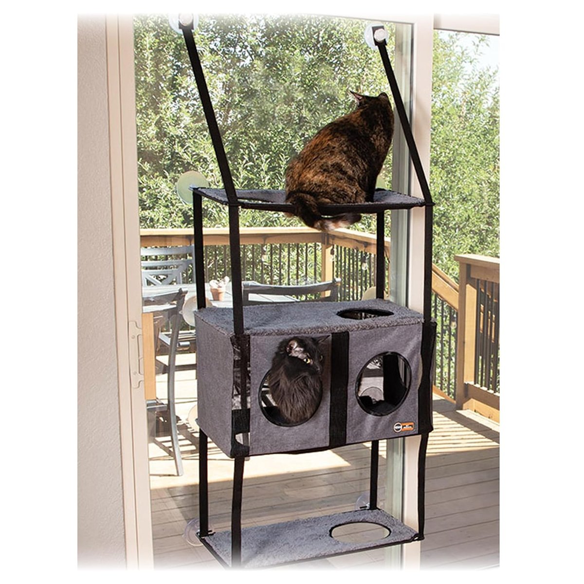 KH PET PRODUCTS EZ Mount Penthouse Townhouse kedi mobilyası, pencere için 4 raflı