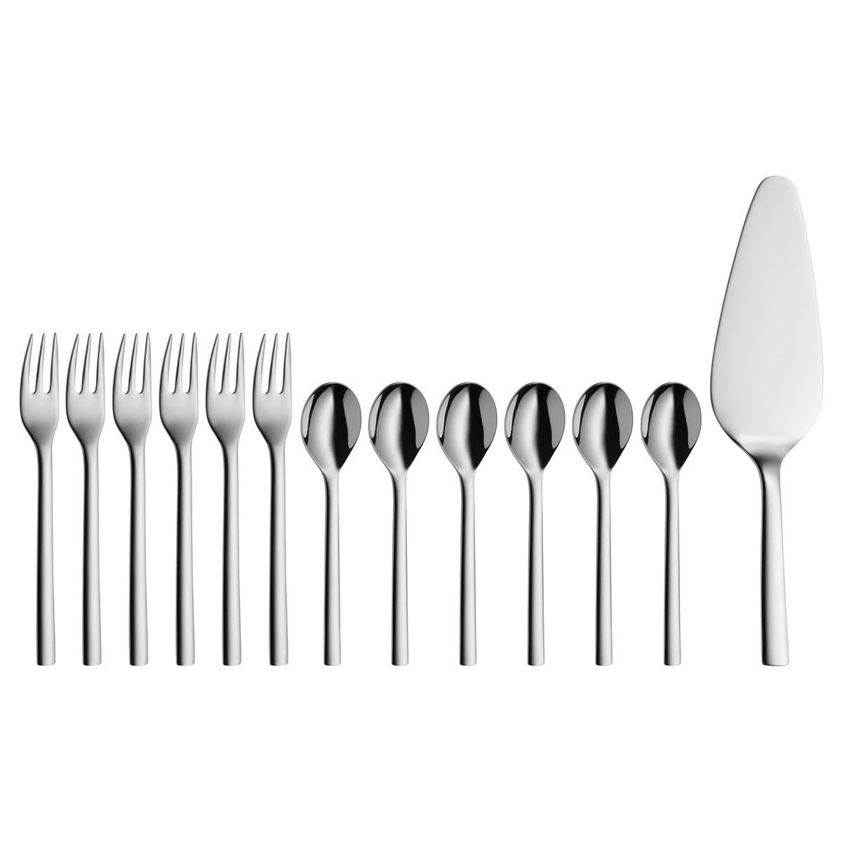 WMF Nuova 13 Parça Meyve ve Pasta Servis Seti, 6 Kişilik, Kahve Kaşığı, Pasta Çatalı ve Pasta Servis Spatulası, Cromargan® Yüksek Kaliteli Parlak Paslanmaz Çelik, Bulaşık Makinesinde Yıkanabilir