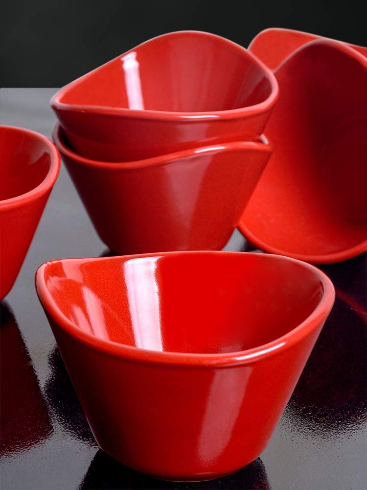 Keramika Kırmızı Bayrak Tigela Çerezlik/Sosluk 11 Cm 6 Adet