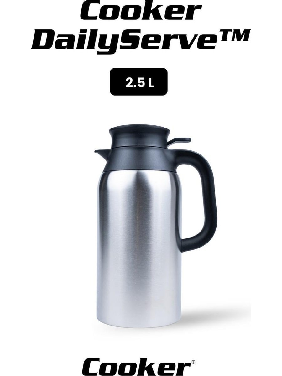 Cooker Dailyserve 2,5 Litre Kulplu Çelik Termos CKR-2123 Siyah