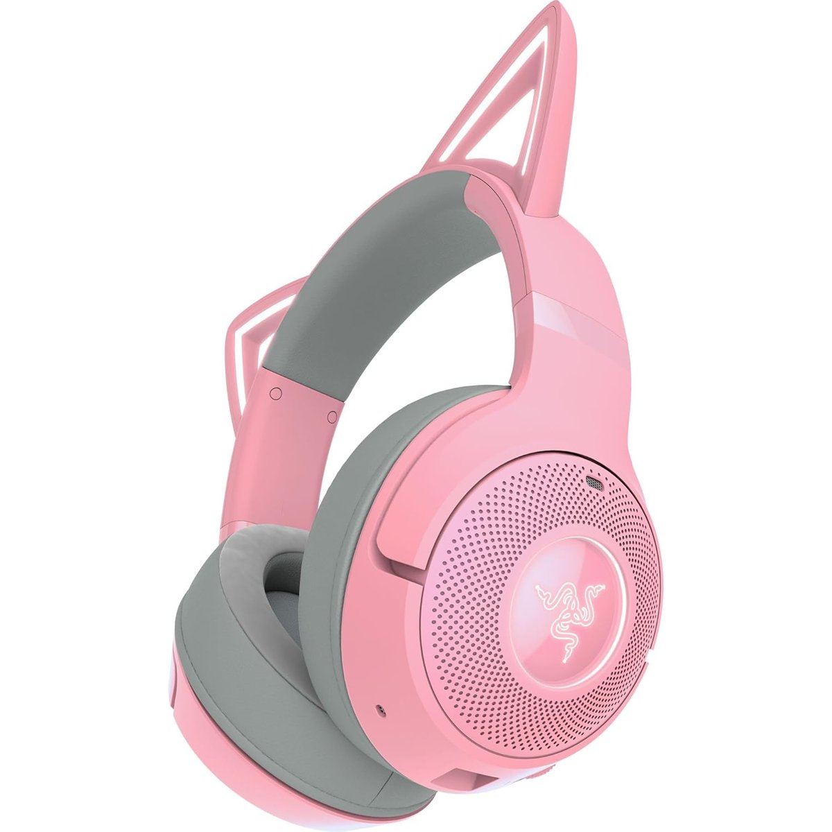 Razer Kraken Kitty V2 BT - Kitty Kulaklı Kablosuz Bluetooth RGB Kulaklık (Bluetooth 5.2, TriForce 40 mm Sürücüler, Entegre Işınlama Gürültü Önleyici Mikrofon, 40 Saate Kadar Pil Ömrü) Kuvars Pembe