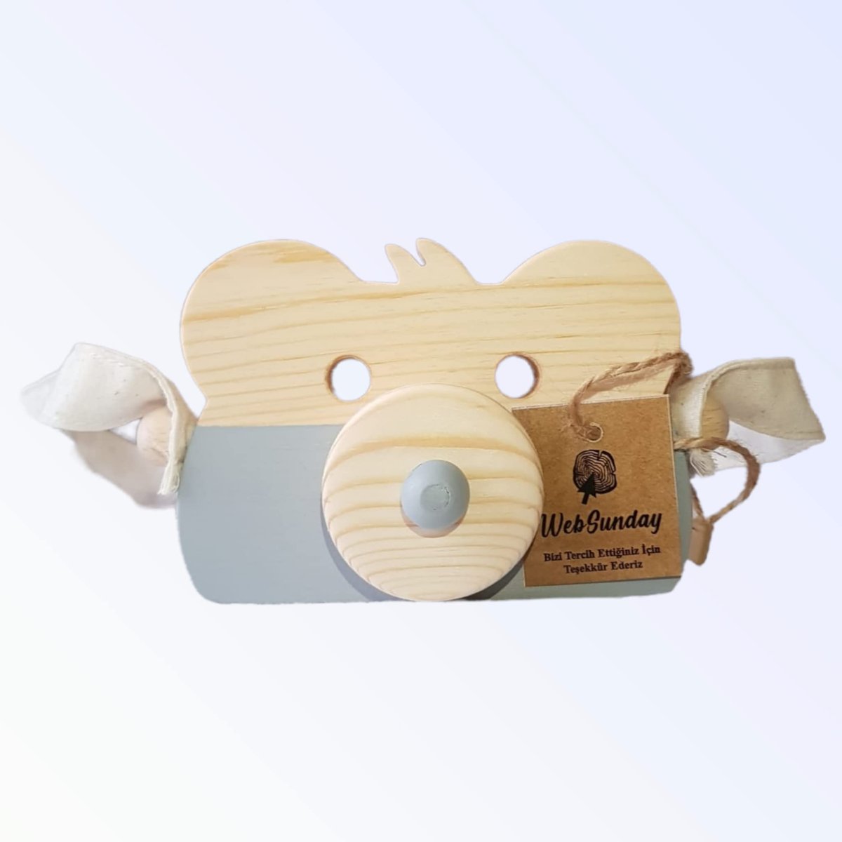 websunday Ahşap Eğitici Oyuncak Ayıcık Fotoğraf Makinesi, Askılı Şirin Oyuncak Kamera, Montessori Oy