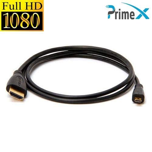 PrimeX PX-1121 Micro HDMI to HDMI Kablo, 1.5 Metre 1080P Full HD Hdmi Görüntü ve Ses Aktarım Kablosu, Micro Hdmi Type-D Kamera Tablet Mini Laptop Raspberry Pi TV Monitör Projeksiyon Bağlantı Kablosu
