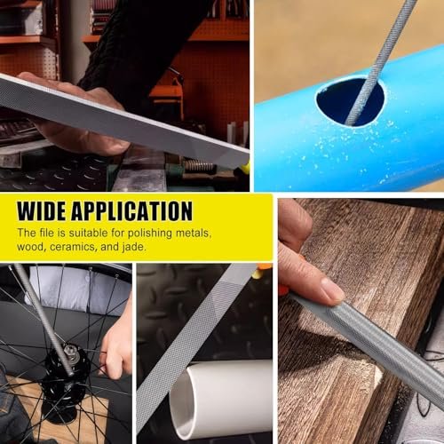 AEE® 5 Parça Çelik Premium Eğe Seti – 8'' 33 cm Büyük Boy Çelik Eğe Takımı | Balık Sırtı, Üçgen, Kare, Yuvarlak ve Düz Geniş | Ergonomik Saplı Dayanıklı Metal Ahşap Zımpara Çantalı Eğe Seti