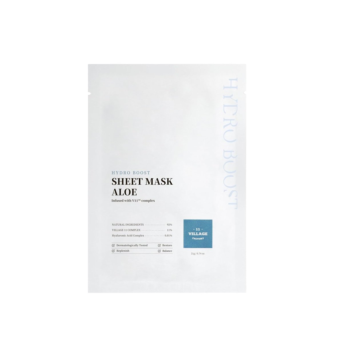 VILLAGE11FACTORY Village 11 Factory Hydro Boost Sheet Mask Aloe 21 gr – Vegan Aloe Vera Maskesi