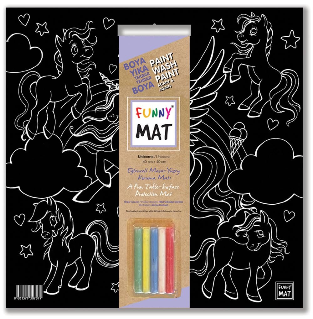 Akademi Çocuk Funny Mat Black (Tebeşirli) Unicorn