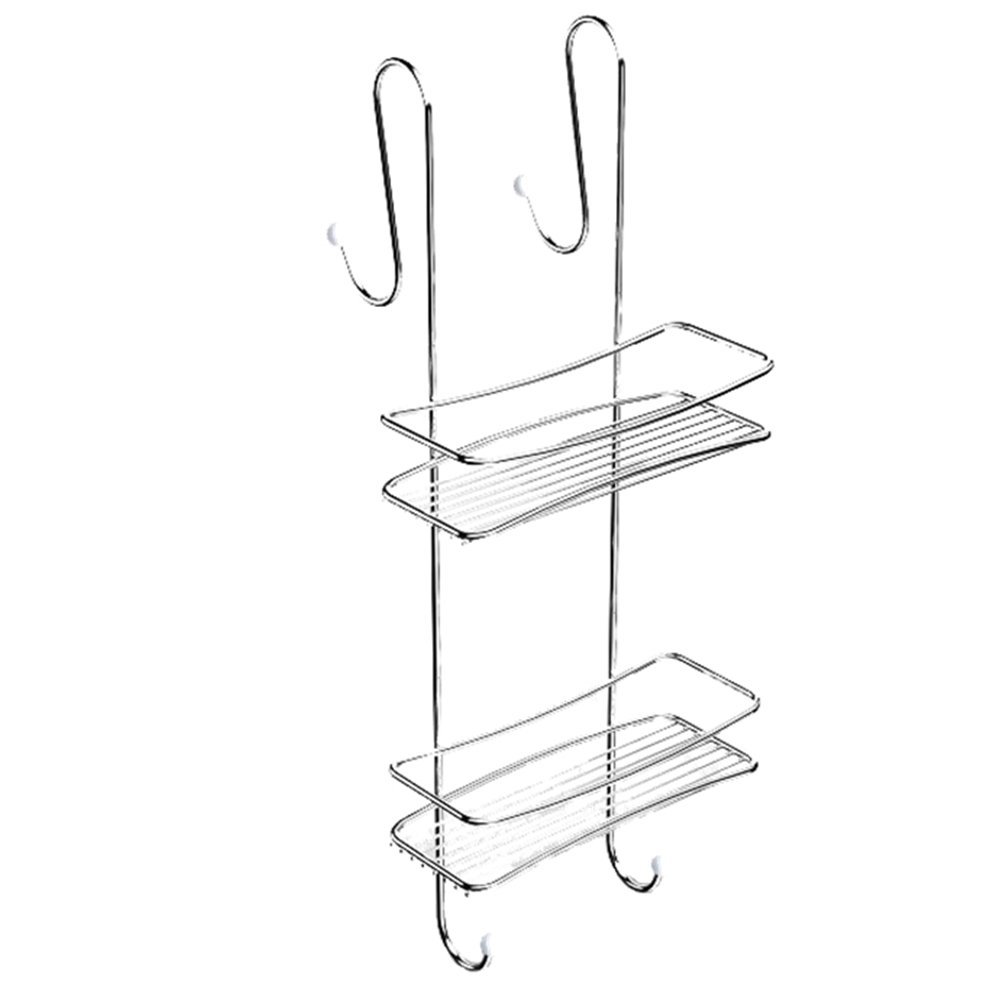 Tekno-tel BK065 2 Katlı Duş Rafı Sabunluk, 11 x 25 x 60 cm, Krom