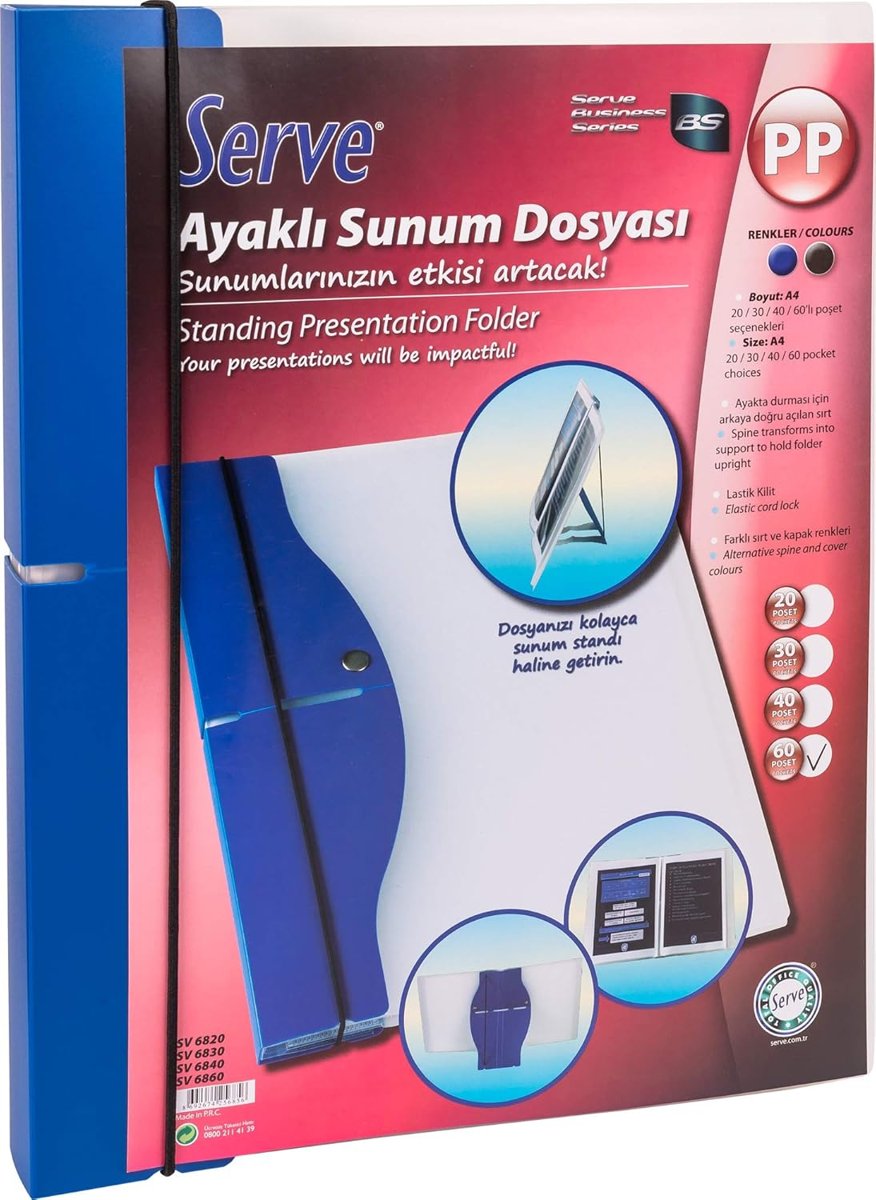 Serve Ayakli Sunum Dosyasi Lacivert 60'li