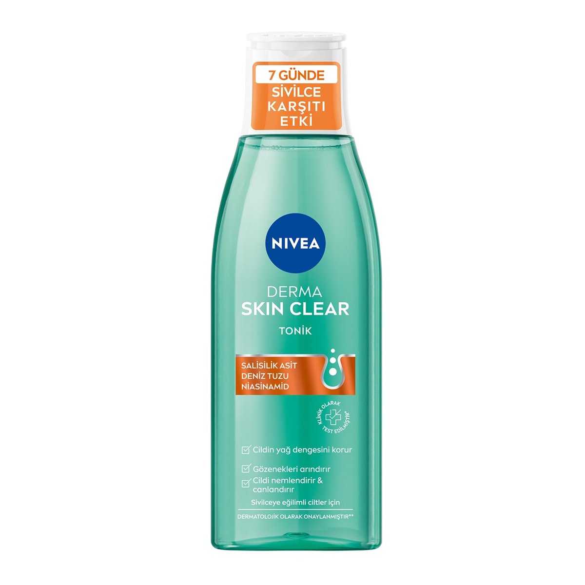 NIVEA Derma Skin Clear Sivilce Karşıtı Tonik 200ml,Gözenek Arındırıcı,Cildin Yağ Dengesini Korur,Nem