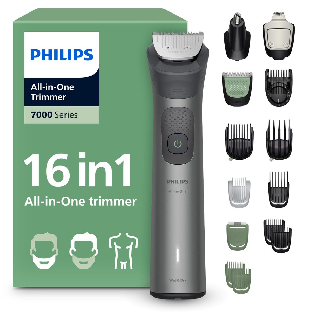 Philips 7000 Serisi 16in1,Erkek Bakım Seti,Yüz/Saç/Vücut Tıraş Makinesi,Islak/Kuru Kullanım,MG7931/30