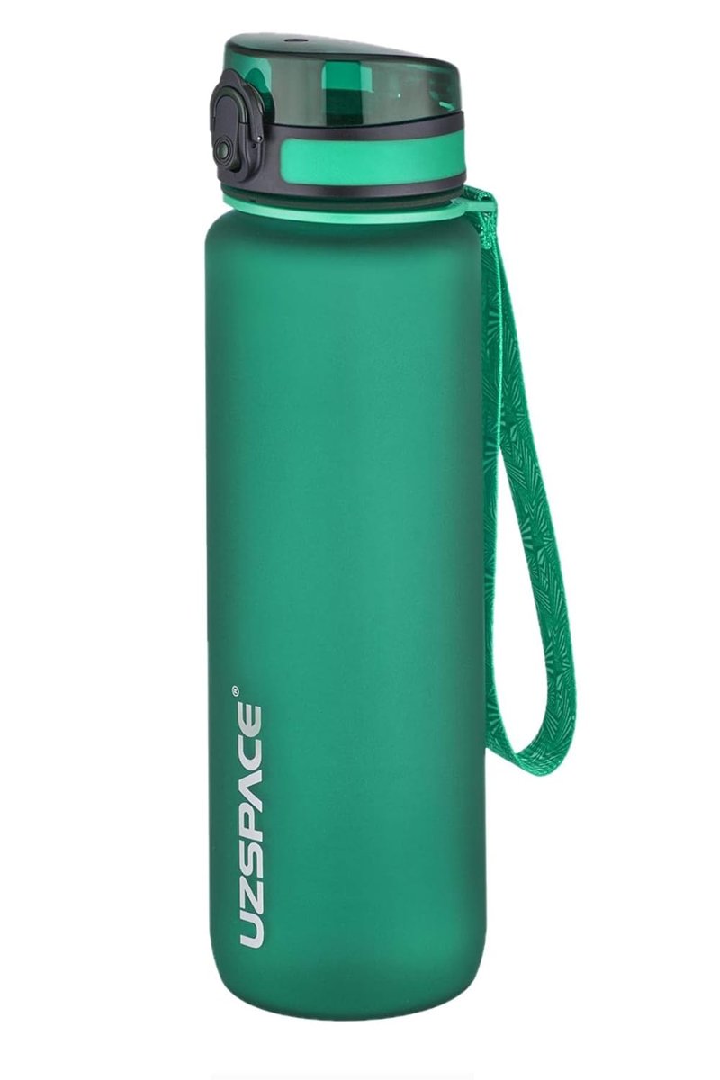 UZSPACE Büyük Boy 28 cm 1000 ml 1 litre Tritan Su Matarası 14 Renk FiftyFifty Softtouch KoyuYeşil