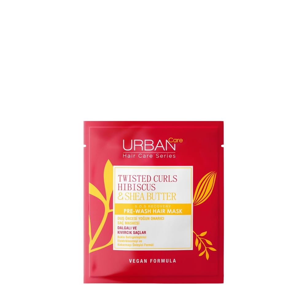 URBAN Care Twisted Curls Hibiscus  Shea Butter Kıvırcık ve Dalgalı Saçlara Özel Duş Öncesi Saç Bakım Maskesi 50 ml- Vegan