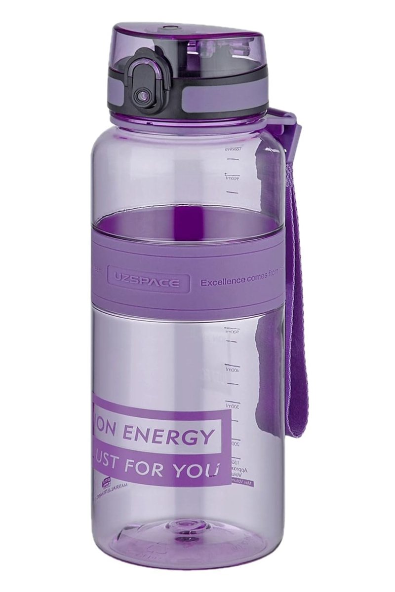 Uzspace Tritan Su Matarası 1000ml 1 Litre Büyük Boy Yenilenen Renkler Mor