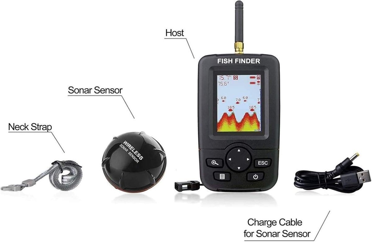 Valkyrie Wireless Balık Bulucu Akıllı Sonar Teknolojisi LCD Ekranlı Kablosuz Balık Tespit Cihazı