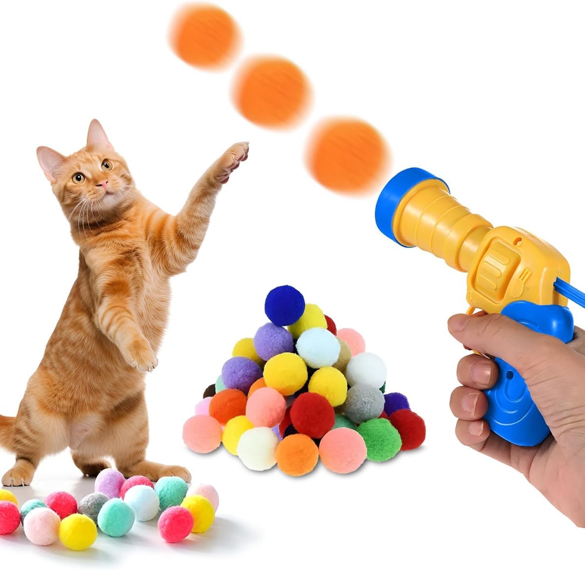 Kedi Oyun Tabancası İnteraktif - Peluş Toplarla Eğlenceli Oyun Zamanı, Ekstra Peluş Toplar (GARANTİLİ)