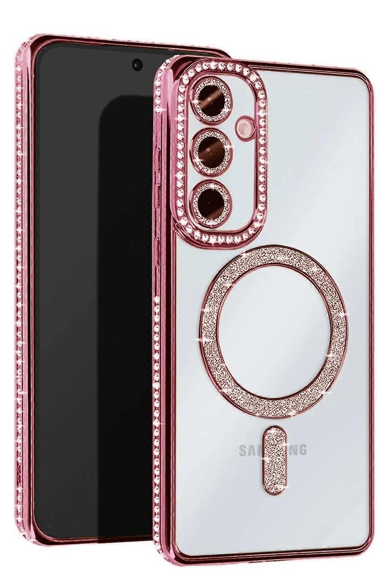 anka cep cep telefonu aksesuarları Samsung ile Uyumlu Galaxy S25 Joke Simli Mgsafe Silikon Kılıf Pembe, Joke-Samsung S25 Kılıf