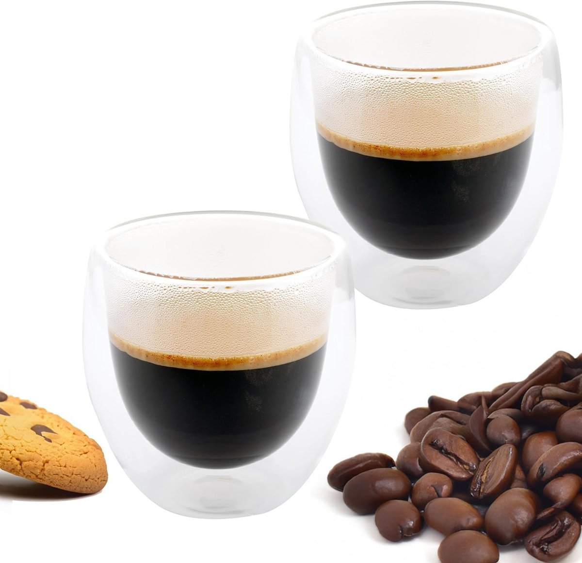 Orret Home 2 Adet Çift Cidarlı İki Katmanlı Borosilikat Cam Bardak, Yalıtımlı Cappuccino Latte Kahve Kupası, Şık ve Dayanıklı Tasarım, Isıya Dayanıklı,Termisil Kupa (250 Ml)