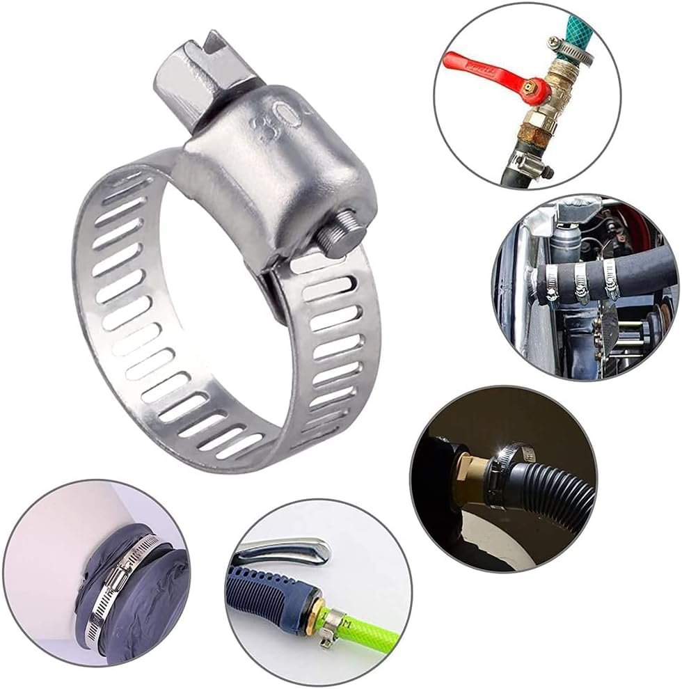AEE® 10’lu Metal Hortum Kelepçesi Seti – 8-18 mm / 11-20 mm / 13-23 mm / 18-25 mm / 14-27 mm | Ayarlanabilir Paslanmaz Çelik Kelepçe Seti, Su – Hava – Yağ Hatları İçin