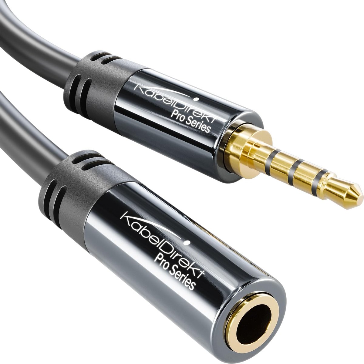 KabelDirekt – Kırılmaz metal gövdeli kulaklık 3,5mm uzatma kablosu – 2m