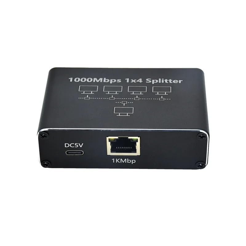 Coverzone 1 Gigabit Ethernet Anahtarı 4 Bağlantı Noktalı 1000Mbps, RJ45 1 ila 4 Ethernet Splitter, RJ45 LAN Ağ Anahtarı 1-2 Gigabit Ağ Bölücü, Bilgisayar, HUB, Anahtar, Yönlendirici ZR889