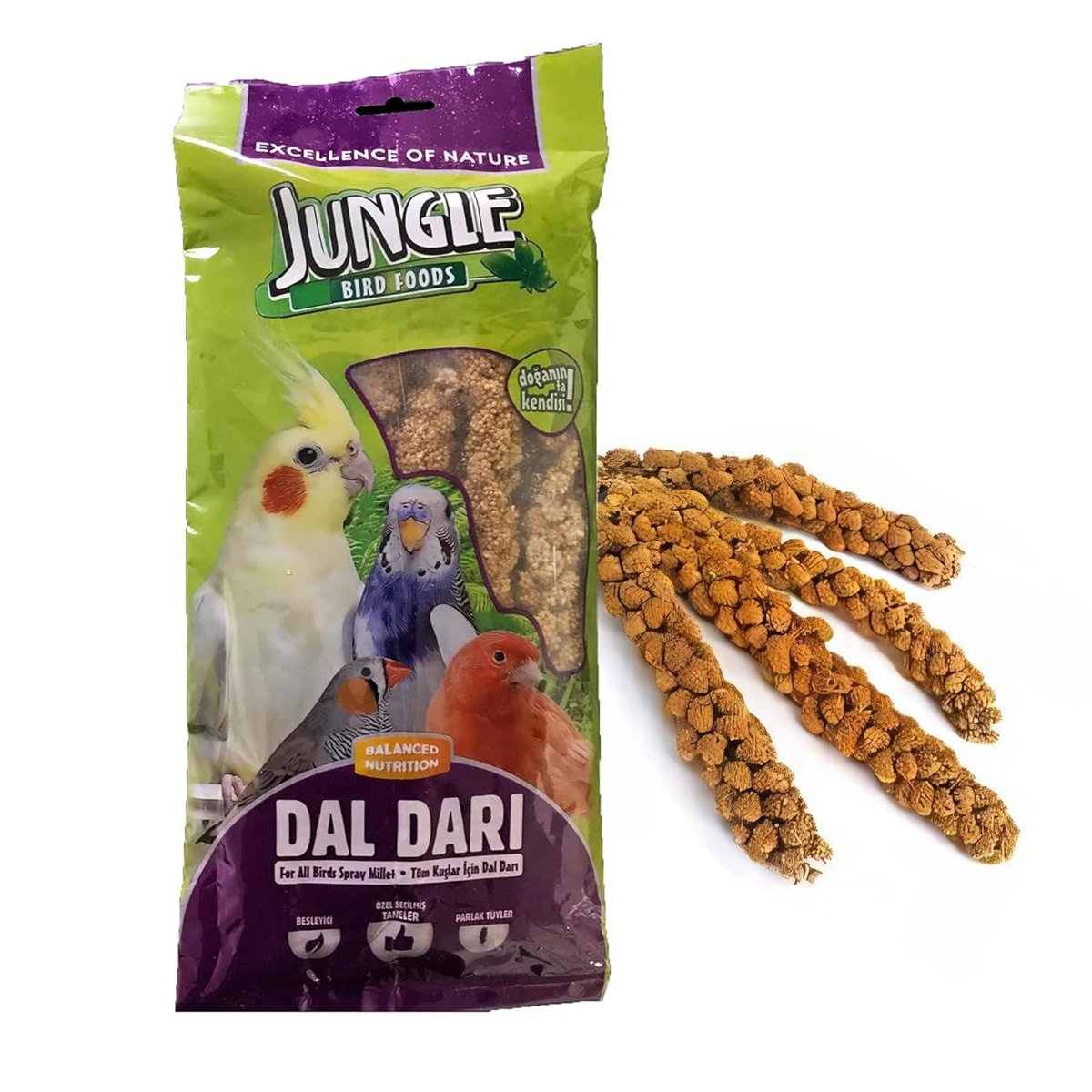 Jungle Kuşlar İçin Doğal Dal Darı 5'li Paket