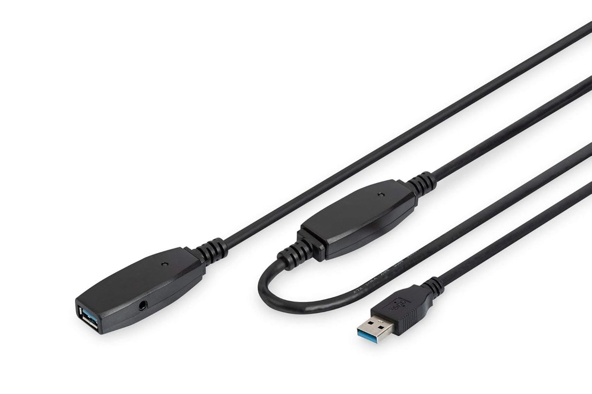 DIGITUS Aktif USB 3.0 Uzatma Kablosu - 10 m - 5 Gbps Aktarım Hızı - Tak ve Çalıştır - Hotswap - LED