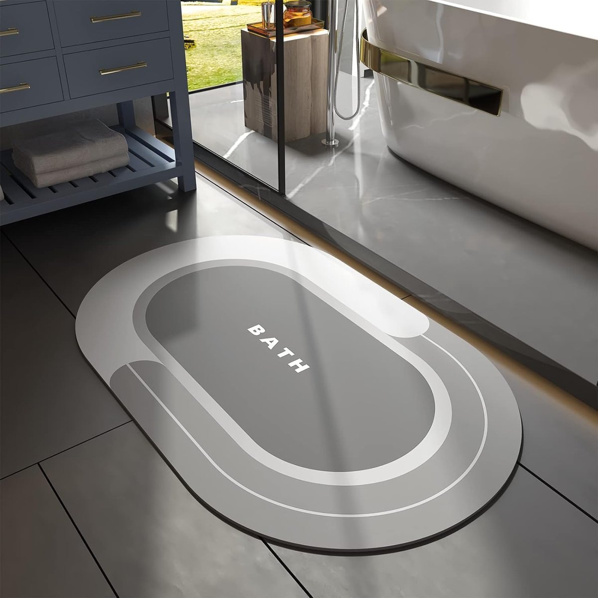 NetMarkt Banyo Paspası - Süper Emici Kaymaz Hızlı Kuruyan Lekeye Dayanıklı Halı - Dış Mekan Küvet Duş Odası için Kolay Bakım 58 cm