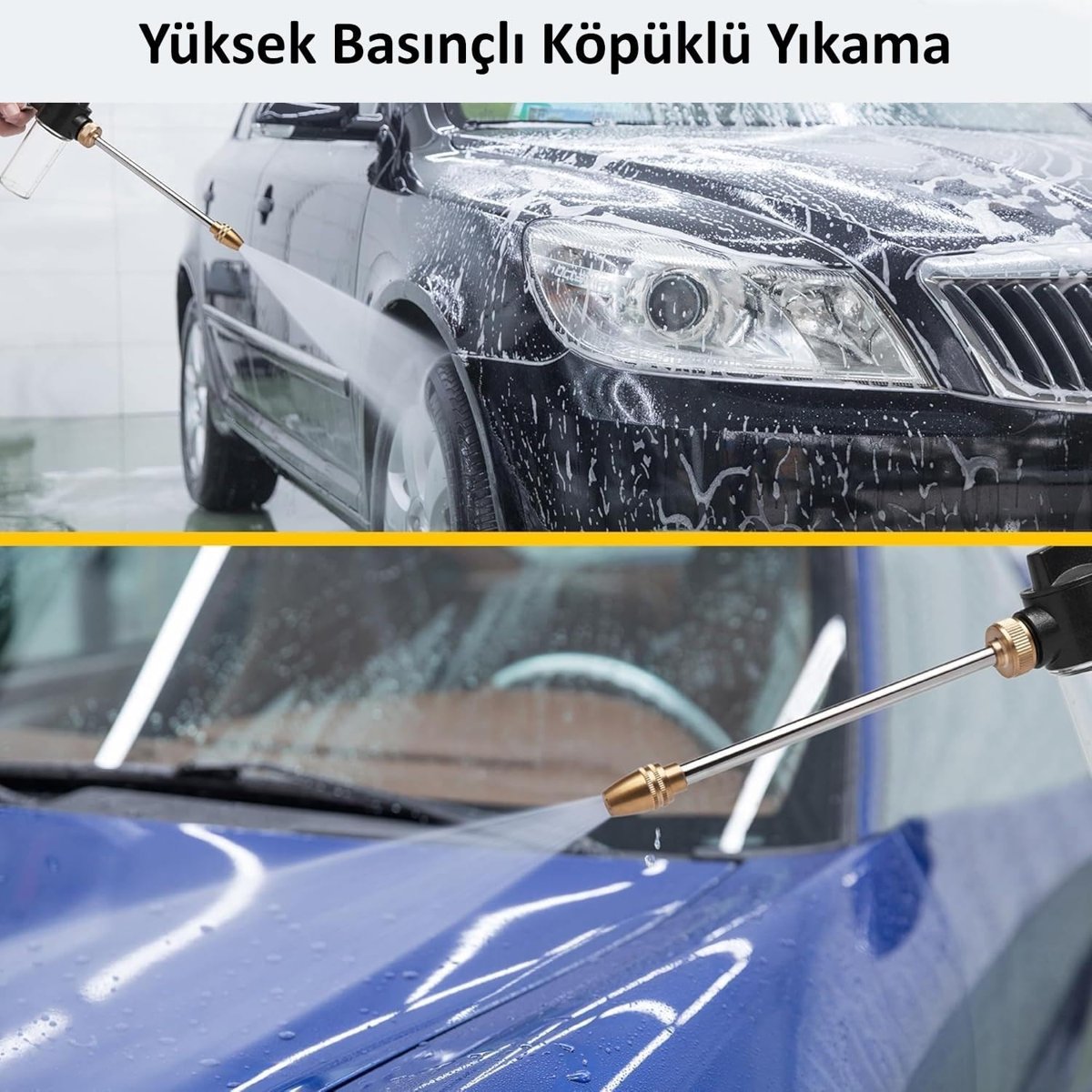 Valkyrie Yüksek Basınçlı Hazneli Köpüklü Araç Oto Yıkama Bahçe Sulama İlaçlama Su Tabancası Ayarlanabilir Başlık Deterjan İlaç Hazneli