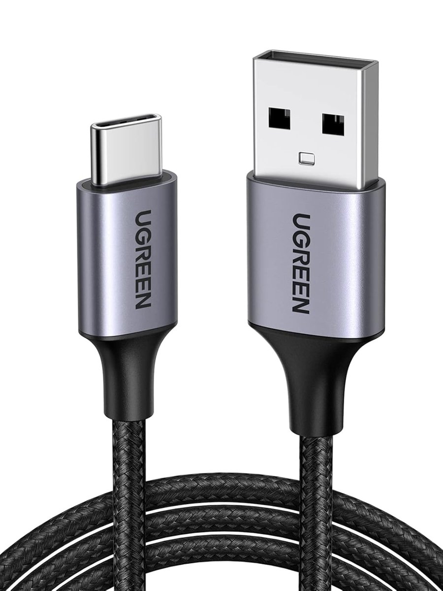 UGREEN 2.0 A USB-A & USB-C Örgülü Şarj ve Data Kablosu, 25 Santimetre, Siyah, 60124
