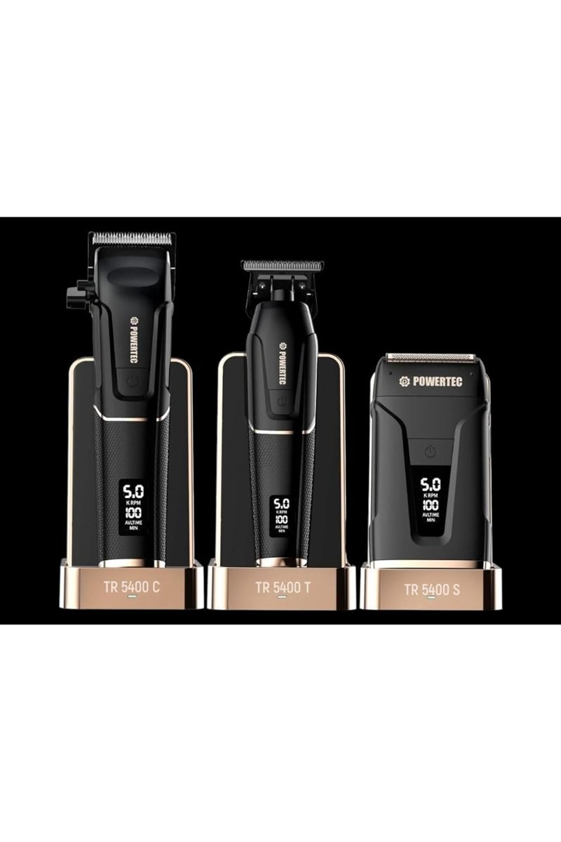 Powertec TR-5400 Saç & Sakal & Günlük Tıraş & Ense Çizim Profesyonel Berber Tıraş Makinesi 3'lü set