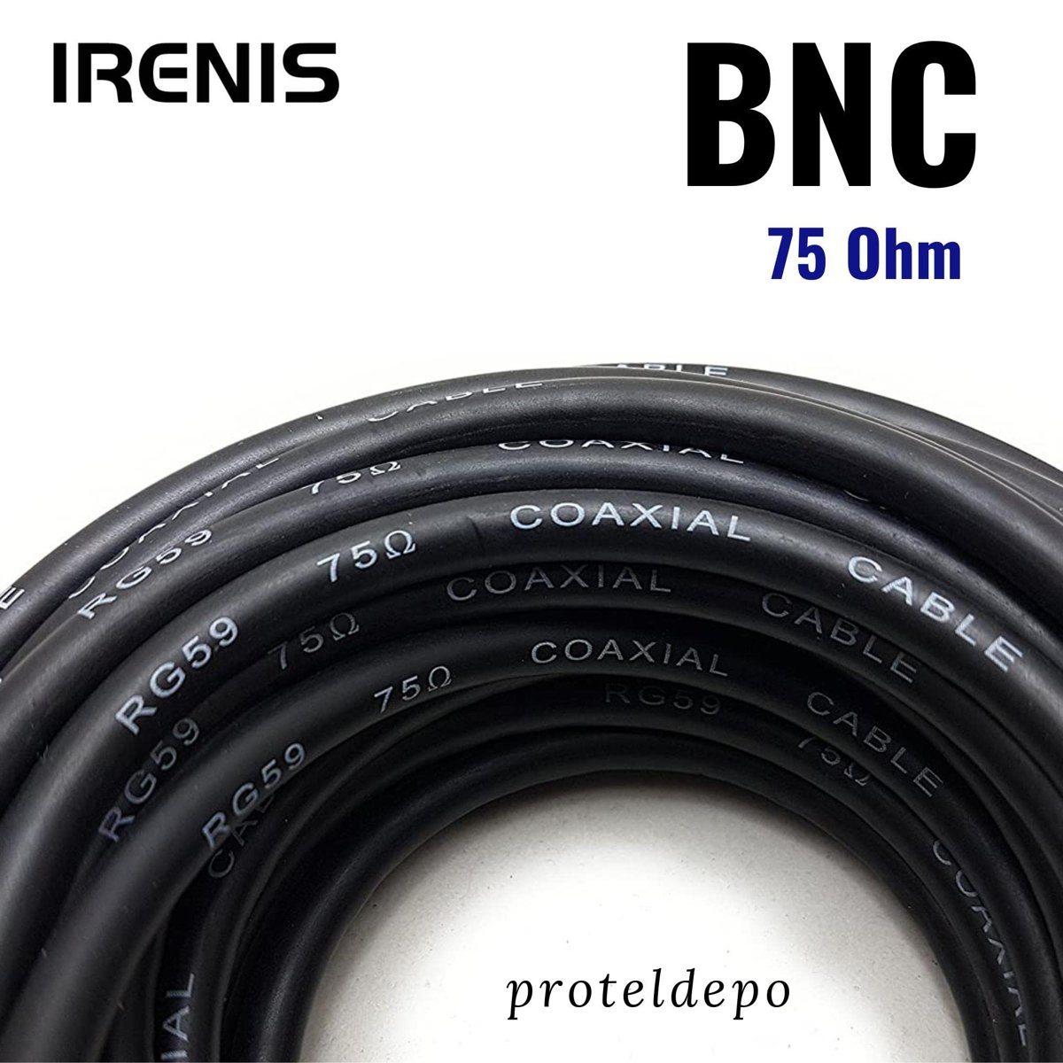 IRENIS BNC Kablo 75 Ohm RG59 Video, Kamera, CCTV 3 Metre