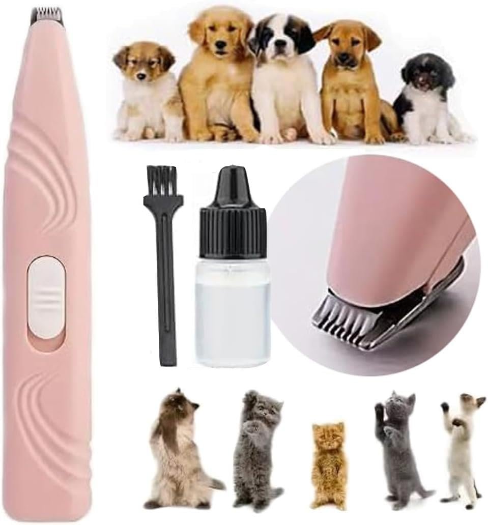 Valkyrie Kedi Köpek Pati Tüy Kesme Makinesi Sessiz Hassas Bölge Traş Cihazı Seramik & Çelik Bıçaklı Pembe