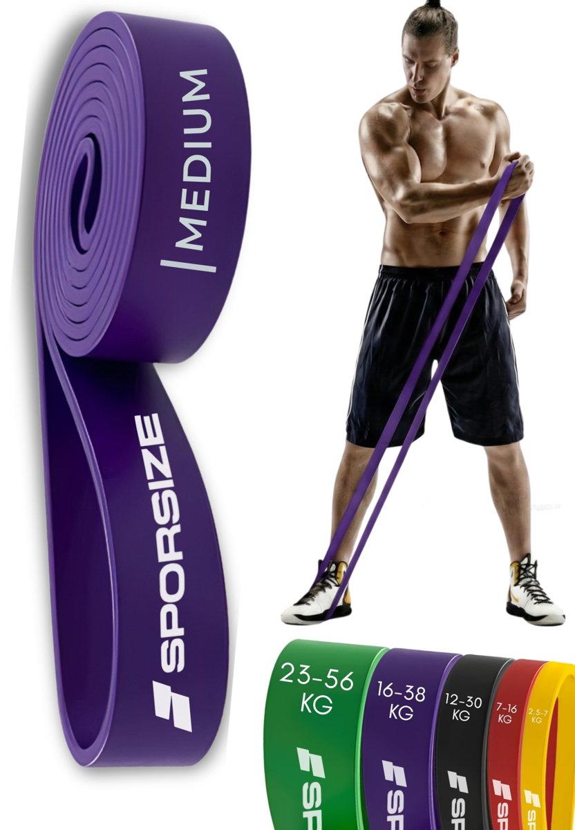 Sporsize Profesyonel Direnç Bandı Tekli Güçlü Lateks Loop Band, Fitness, CrossFit, Pilates ve Ev Egzersizleri için (16-38 KG)