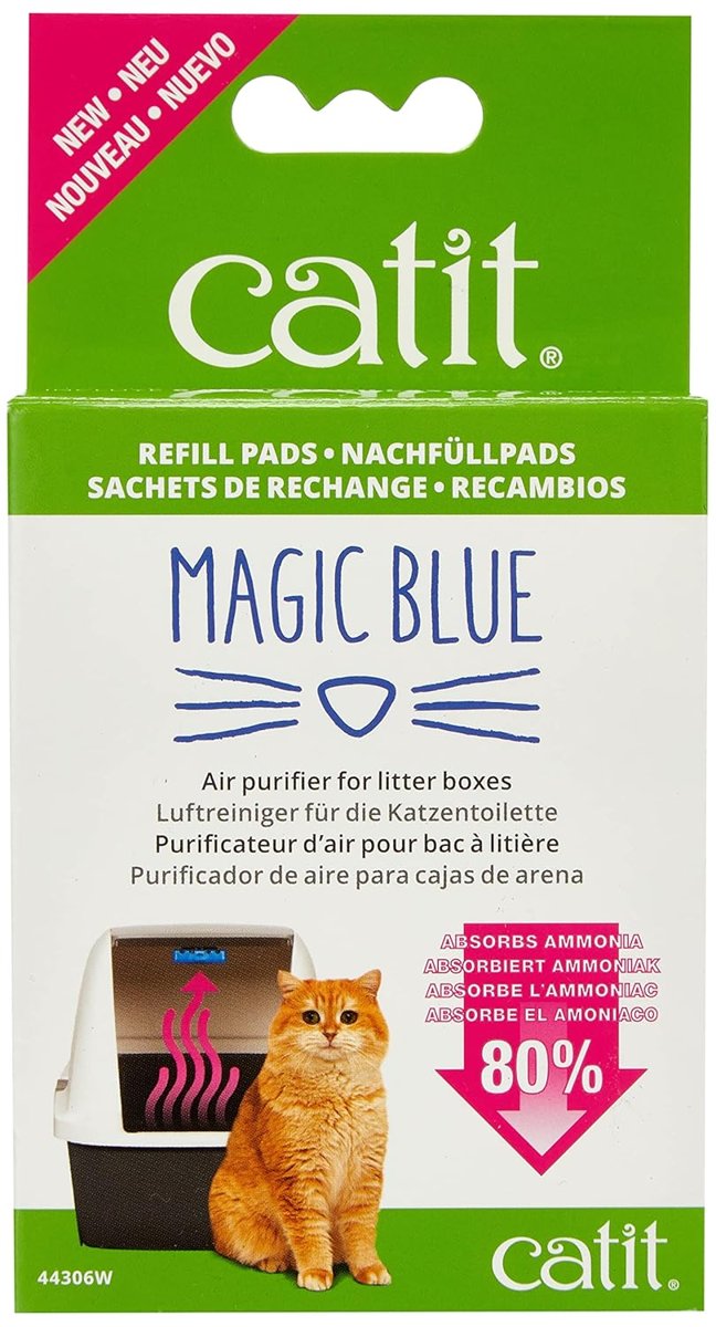 Catit Magic Blue, kum kutuları için koku filtresi, 3 ay boyunca yedek filtre pedleri paketi, Magic Blue başlangıç ​​seti için, kum kutuları için hava temizleyici