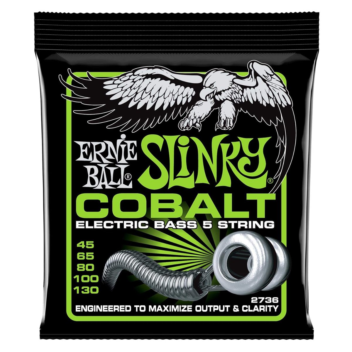 Ernie Ball Bass 5 Slinky Kobalt E-Bas Telleri, 45-130